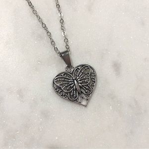 Butterfly Heart Pendant Necklace